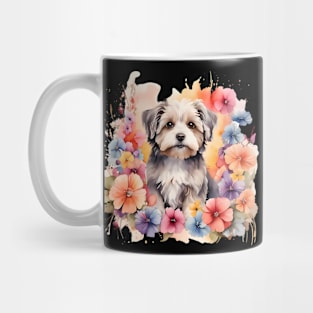 A havanese decorated with beautiful watercolor flowers Mug